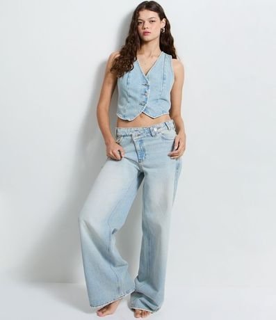 Pantalón Wide Leg en Jeans con Cintura Mediana y Cintura Traspasada 5
