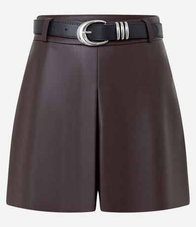 Short Corto en PU con Cinturón Ajustable 5