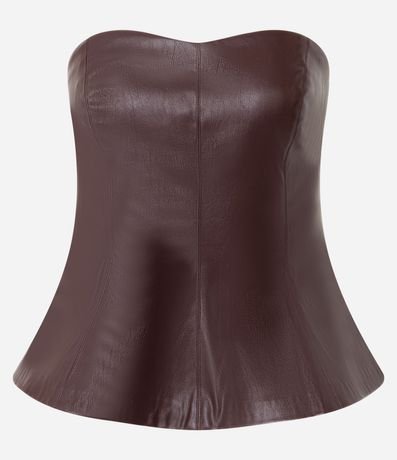 Blusa Peplum sin Breteles en PU con Escote Corazón 5