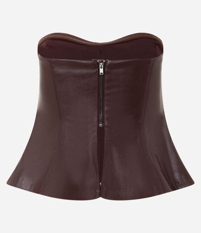 Blusa Peplum sin Breteles en PU con Escote Corazón 6