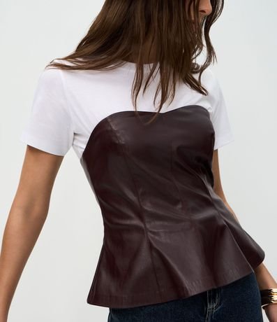 Blusa Peplum sin Breteles en PU con Escote Corazón 4