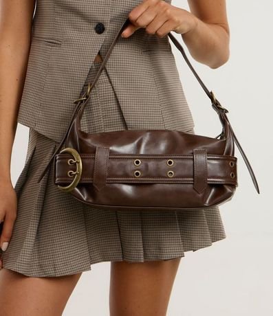 Cartera Baguette Mediana en PU con Detalles Metalizados 2