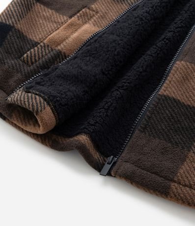 Saco Infantil en Fleece con Estampa de Cuadros y Capucha – Talle 5 a 14 años 3