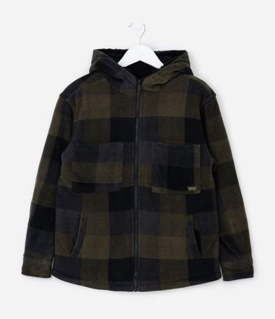 Saco Infantil en Fleece con Estampa de Cuadros y Capucha – Talle 5 a 14 años 2