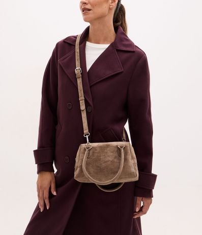 Cartera Satchel Mediana en Gamuza con Textura Crocco 9