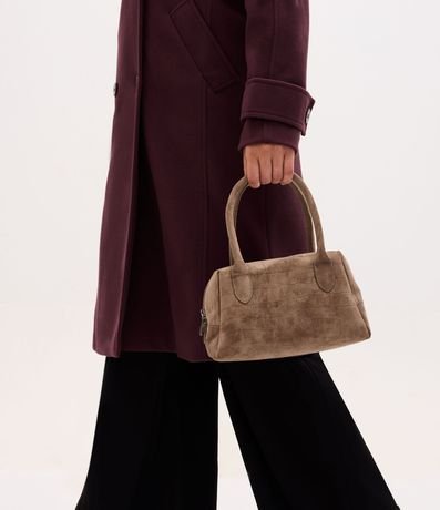 Cartera Satchel Mediana en Gamuza con Textura Crocco