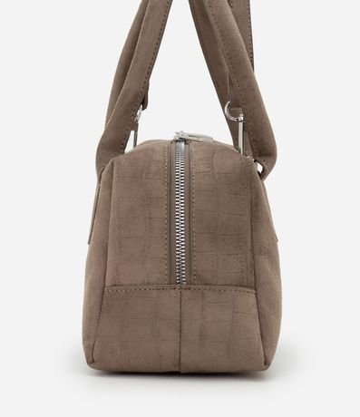 Cartera Satchel Mediana en Gamuza con Textura Crocco 3