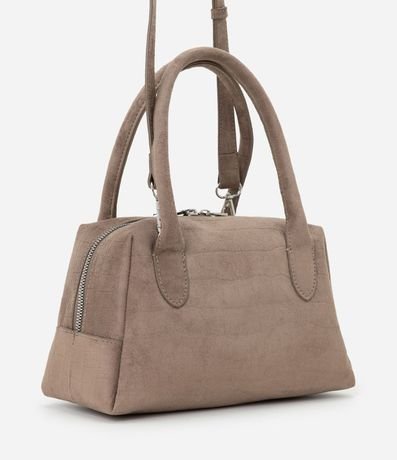 Cartera Satchel Mediana en Gamuza con Textura Crocco 4