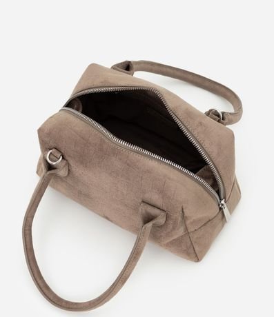 Cartera Satchel Mediana en Gamuza con Textura Crocco 6