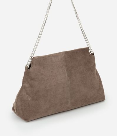 Cartera Clutch Mediano en Gamuza con Textura Crocco