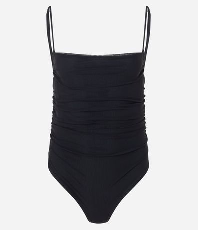 Body Bretel Fino en Tule con Fruncidos Laterales 4