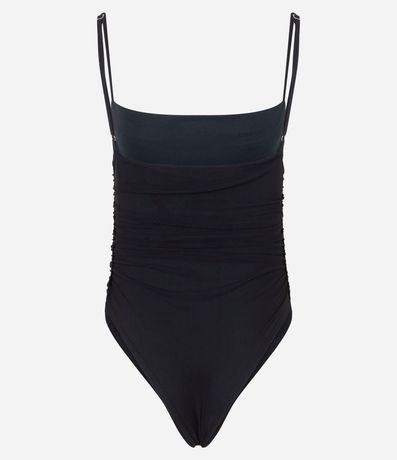 Body Bretel Fino en Tule con Fruncidos Laterales 5