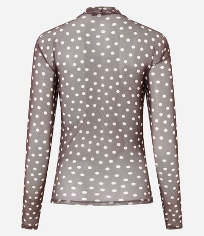 Blusa Manga Larga en Tule con Estampado Lunares 6