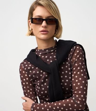 Blusa Manga Larga en Tule con Estampado Lunares 3