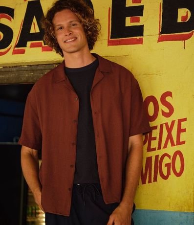 Camisa Regular con Textura y Efecto Ganchillo