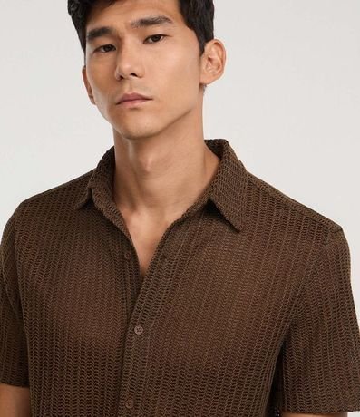 Camisa Regular con Textura y Efecto Ganchillo 6