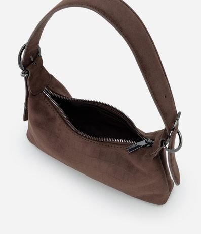 Cartera Shoulder Pequeña en Gamuza con Textura Crocco y Hebillas 4