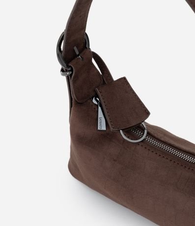 Cartera Shoulder Pequeña en Gamuza con Textura Crocco y Hebillas 5