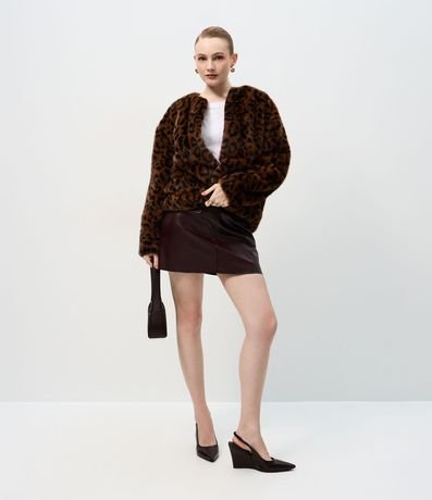 Saco de Pelo con Estampado Animal Print 2
