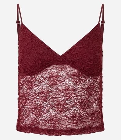 Blusa en Encaje con Bretel Fino y Textura