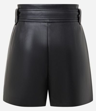 Short en PU con Cintura Elástica y Lazo 6