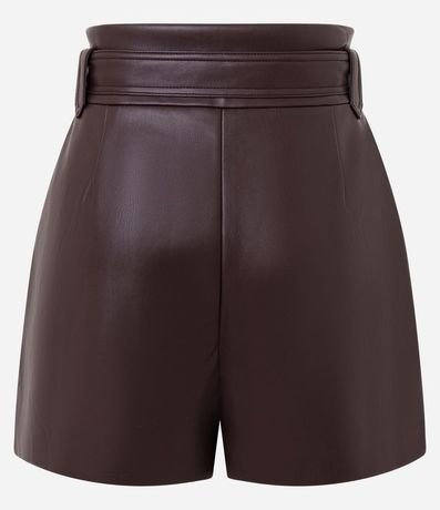 Short en PU con Cintura Elástica y Lazo 7