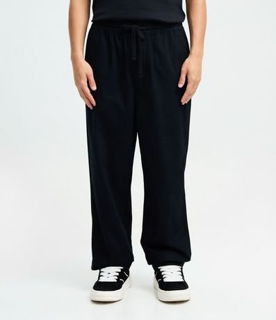 Pantalón Sarga Lisa con Cintura Elástica y Lazo Modelo Relaxed 2