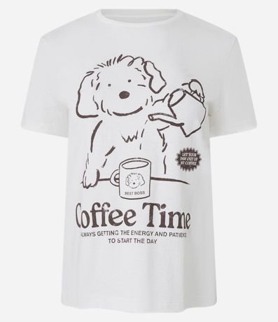 Remera T-shirt en Algodón con Estampa de Perrito en el Coffee Time 4