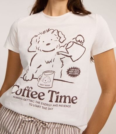 Remera T-shirt en Algodón con Estampa de Perrito en el Coffee Time 3