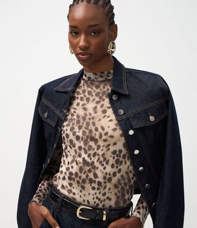 Blusa Manga Larga en Tule con Estampado Animal Print 4