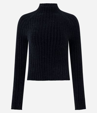 Blusa Cropped en Punto con Cuello Alto 5