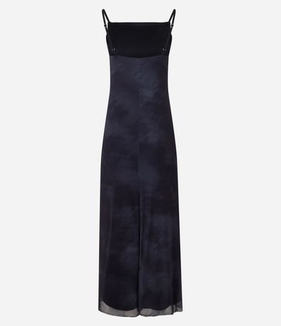 Vestido Midi en Tule con Estampa Manchada Flor y Fruncido 6