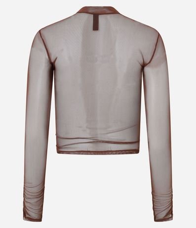 Blusa en Tule con Cuello Alto y Fruncidos 6