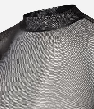 Blusa en Tule con Cuello Alto y Fruncidos 5