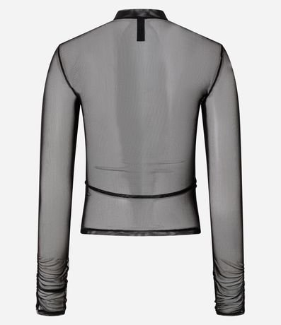 Blusa en Tule con Cuello Alto y Fruncidos 6