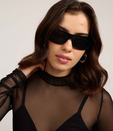 Blusa en Tule con Cuello Alto y Fruncidos 3