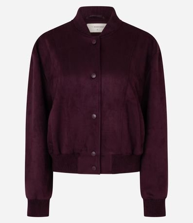 Campera Bomber en Gamuza con Bajo Ayustadas y Recortes