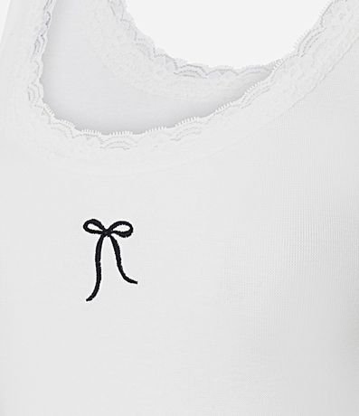 Blusa Musculosa en Rib con Moña Bordado y Encaje 5