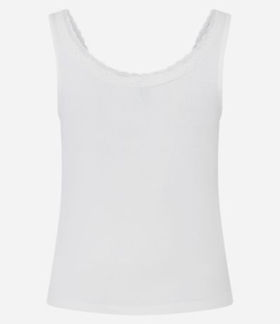 Blusa Musculosa en Rib con Moña Bordado y Encaje 6