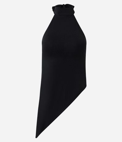 Blusa en Poliamida con Escote Halter y Ruedo Asimétrico 5