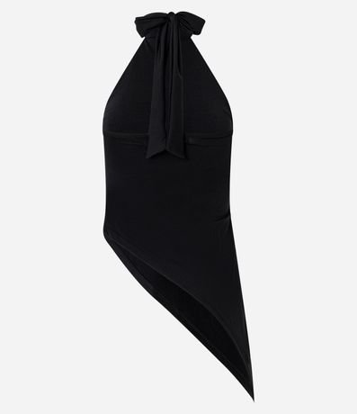 Blusa en Poliamida con Escote Halter y Ruedo Asimétrico 6