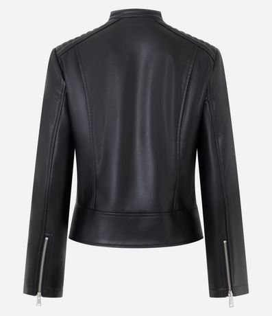 Campera Biker en PU con Capitoneada en el Hombro y Fechamentos en Cremallera 7