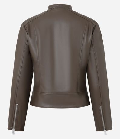 Campera Biker en PU con Capitoneada en el Hombro y Fechamentos en Cremallera 6