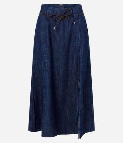 Falda Evasê en Jeans con Cinturón Diferenciado 5