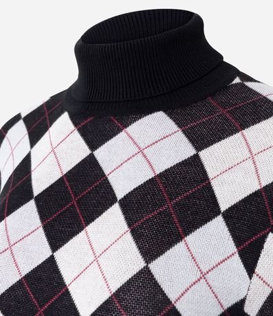 Blusa Punto Argyle de Cuadros con Cuello Alto 7