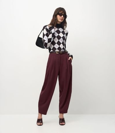 Blusa Punto Argyle de Cuadros con Cuello Alto 2