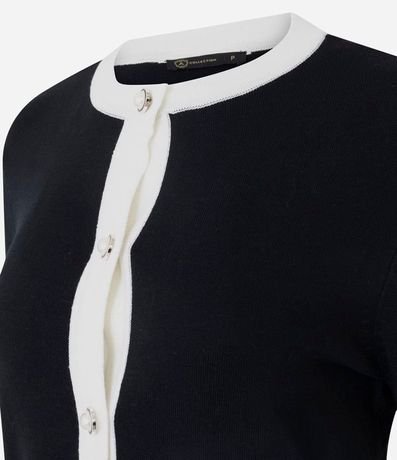 Cardigan Corto en Punto con Botones Perlados 6
