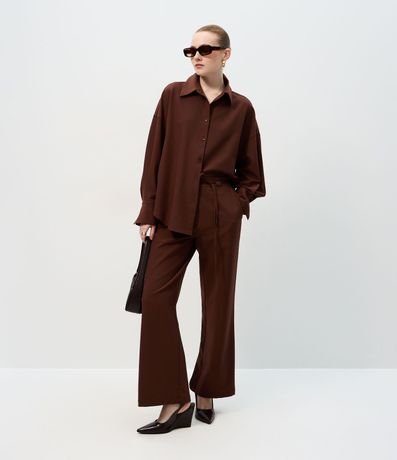 Pantalón Sastre Wide en Crepé con Cintura Elástica