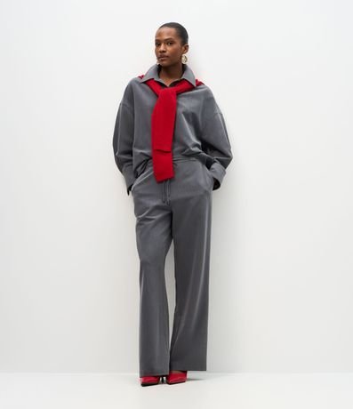 Pantalón Sastre Wide en Crepé con Cintura Elástica
