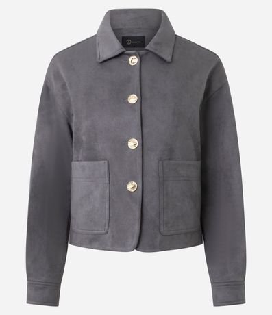 Campera Estructurada en Gamuza con Bolsillos Delanteros 6